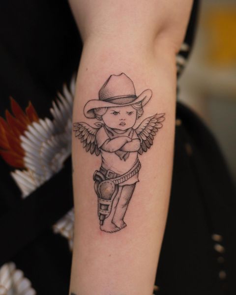 Buy Baby Boy Gangster Angel Carrying Tattoo Gun Ink Artist Ski Online in  India  Etsy