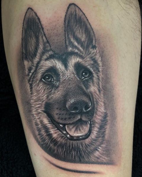 Mens Forearm Sleeve Shaded German Shepherd Memorial Tattoo Ideas  Best  sleeve tattoos Dog memorial tattoos German shepherd tattoo