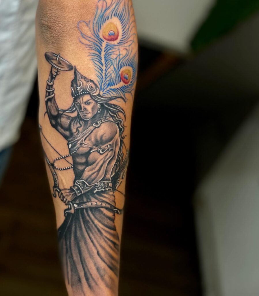 Tattoo uploaded by Vipul Chaudhary • flute with feather tattoo |Krishna  tattoo |Lord krishna tattoo |Flute with feather tattoo ideas • Tattoodo