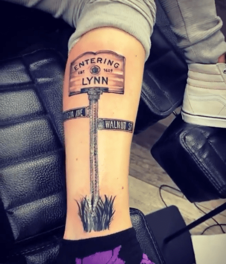 street sign tattoos