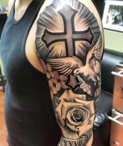 Best 70+ Cross With Roses Tattoo - June 2024