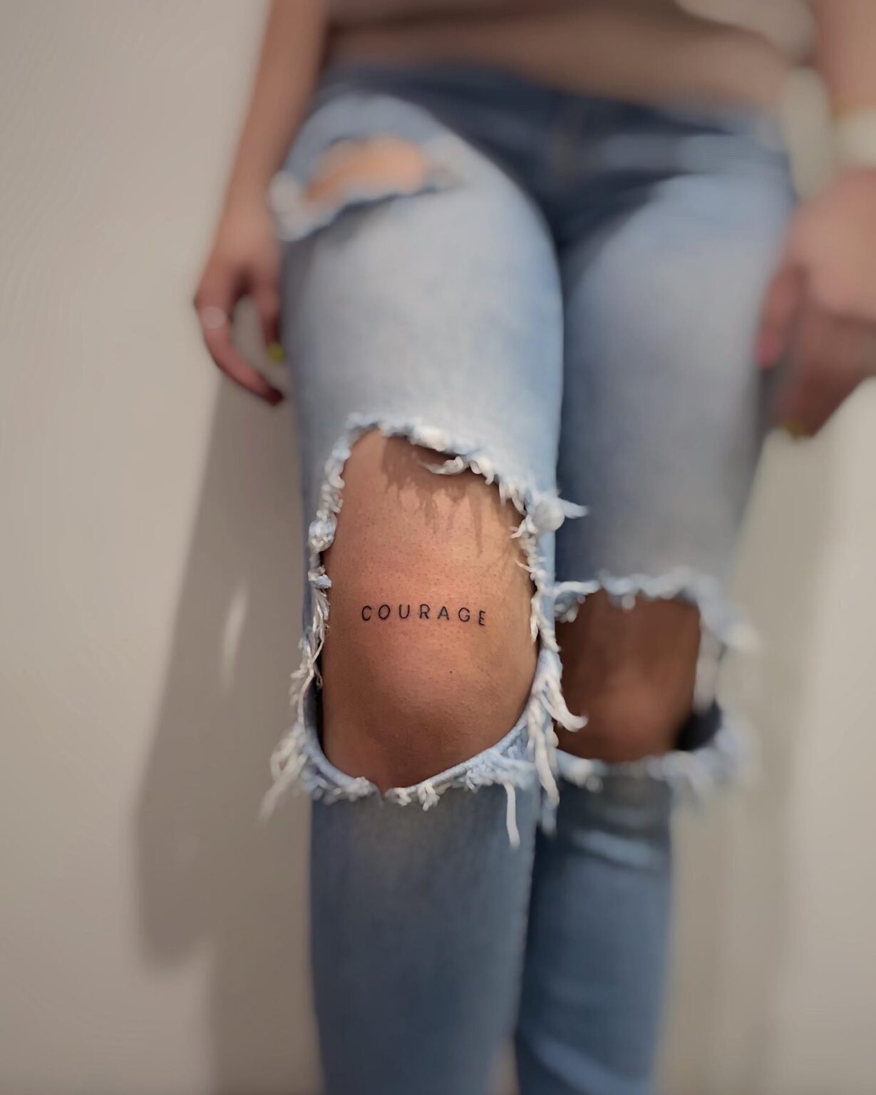 70 Amazing Above Knee Tattoo With Meaning September 2024   Minimalist Fine Line Tattoo Above Knee Design 1229x1536 