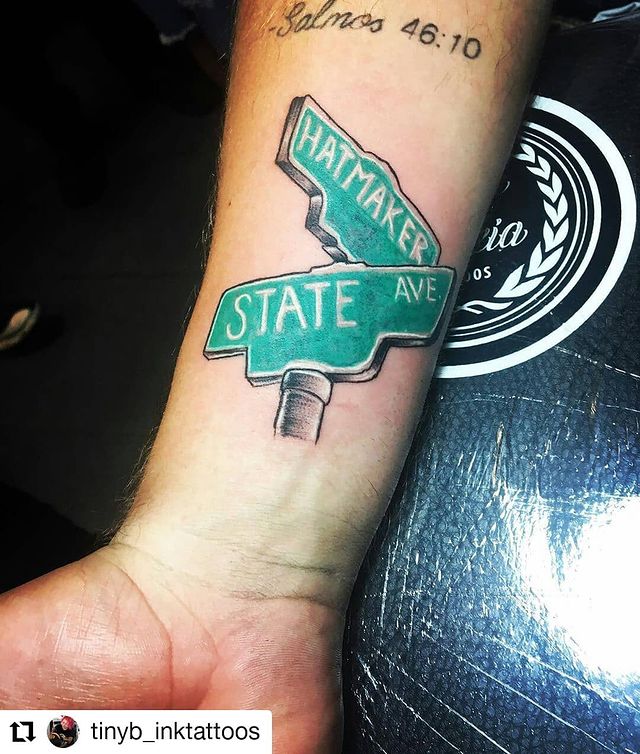 30 Street Sign Tattoo Ideas For Men  Navigational Designs  Street signs  Tattoos Hand tattoos