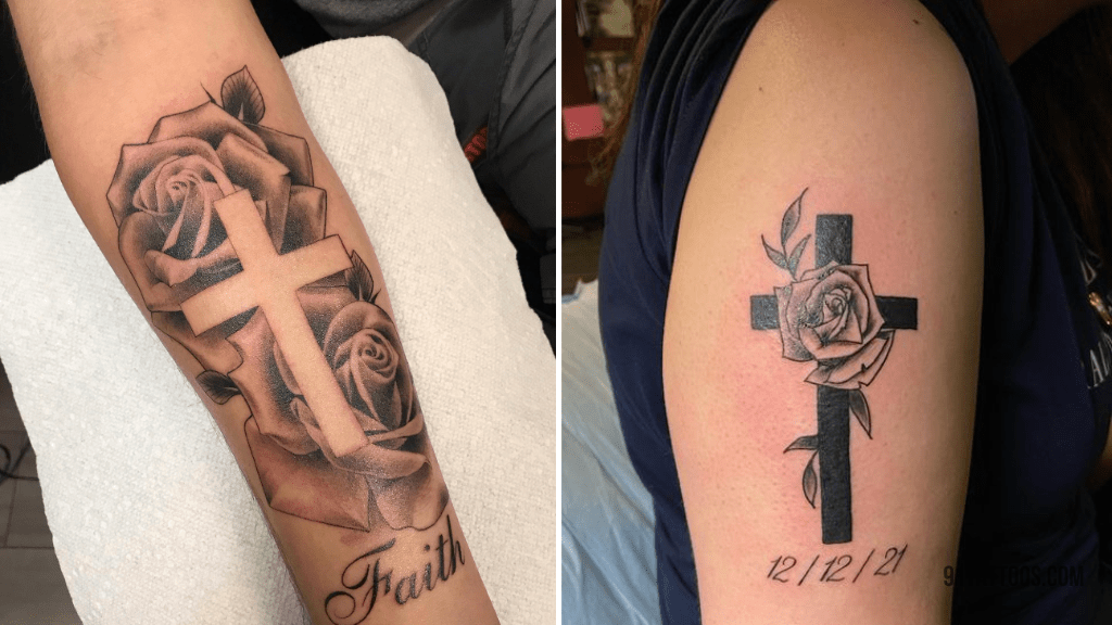Best 40+ Cross With Roses Tattoo on Arm - September 2023