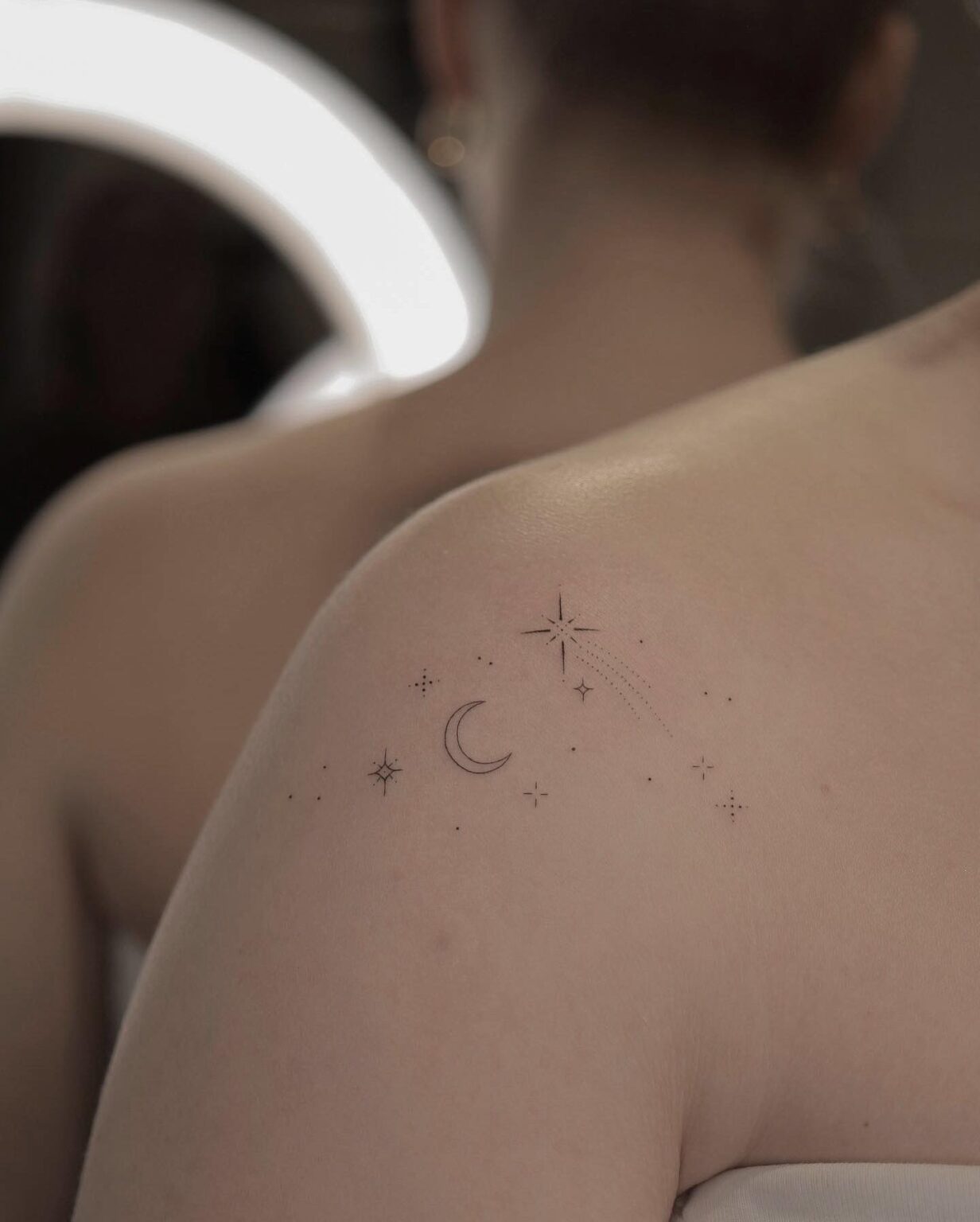 70 Best Star Tattoos On Shoulder For Women October 2024   Elegant Shoulder Ink Fineline Shooting Star Tattoo For Women 1232x1536 