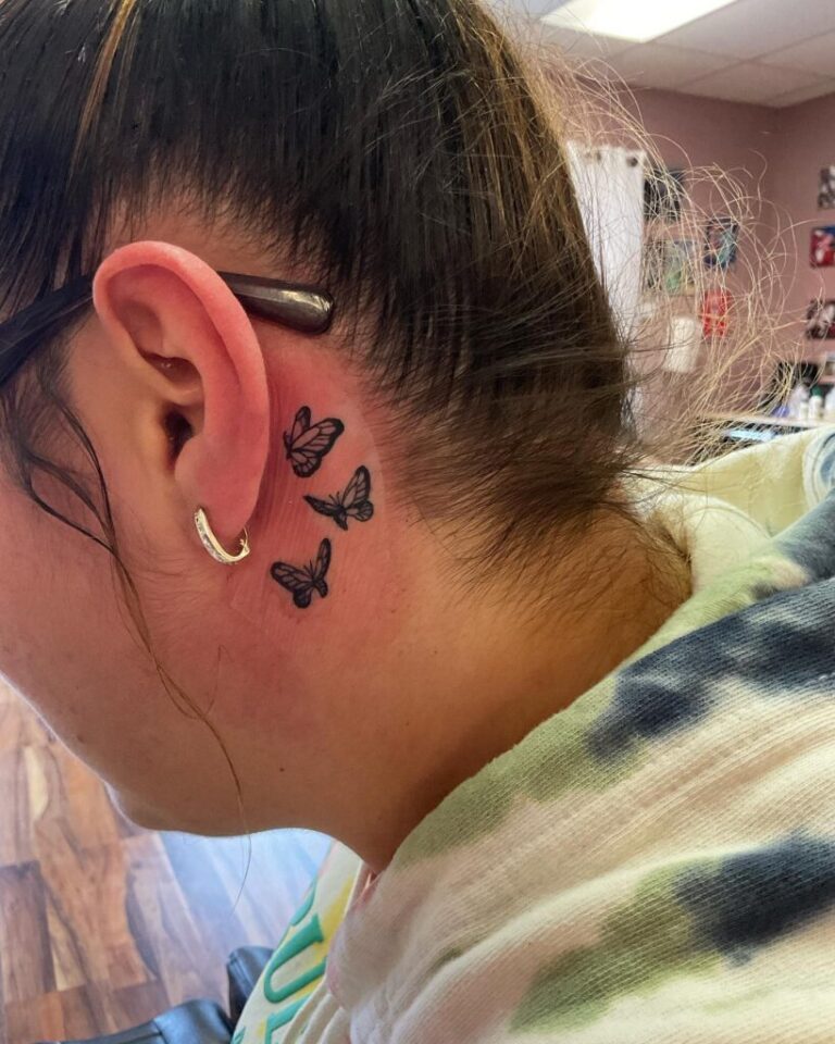 Best 70+ Behind the Ear Butterfly Tattoos for Women - 2024