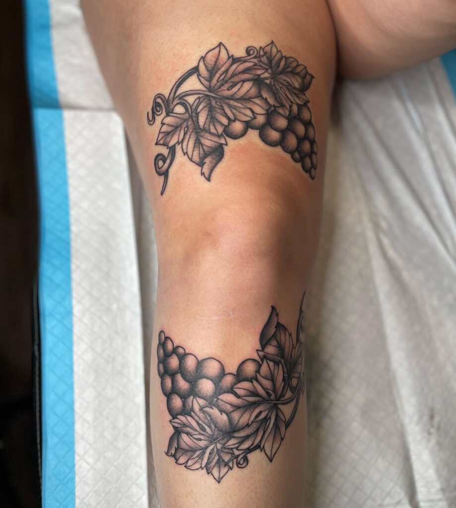 Tattoo tagged with flower outline handshake leg knee peony   inkedappcom