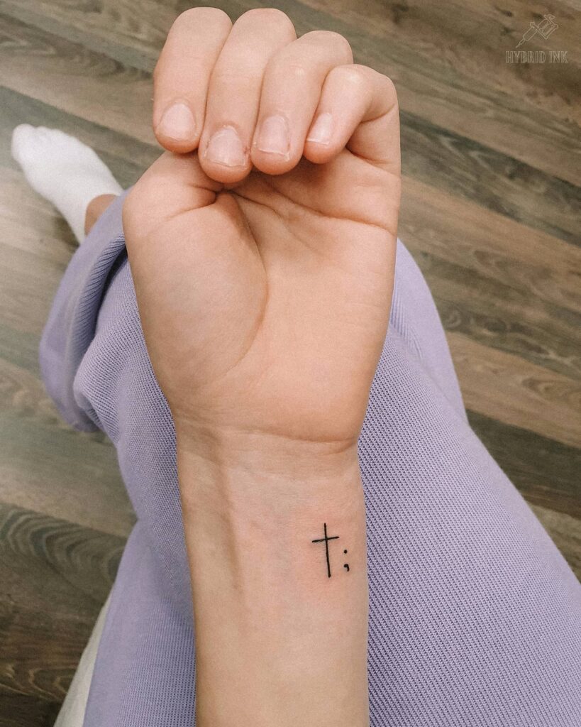 Buy Cursive Faith Cross Semicolon Minimalist Temporary Tattoo Online in  India  Etsy