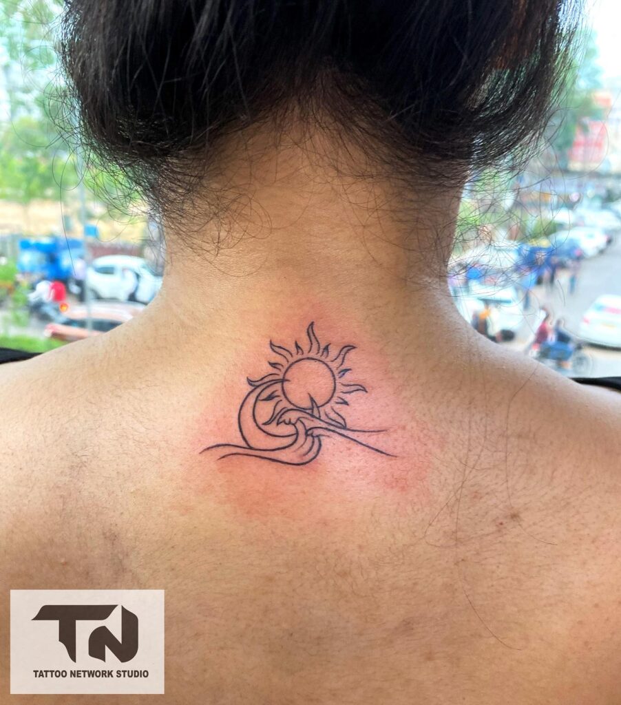 Unalome Sun Moon Temporary Tattoo / Small Sun Tattoo / - Etsy Israel