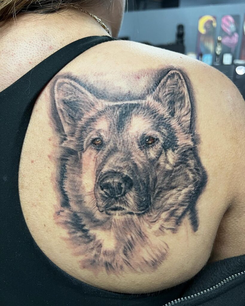 Minimalist German Shepherd Tattoo