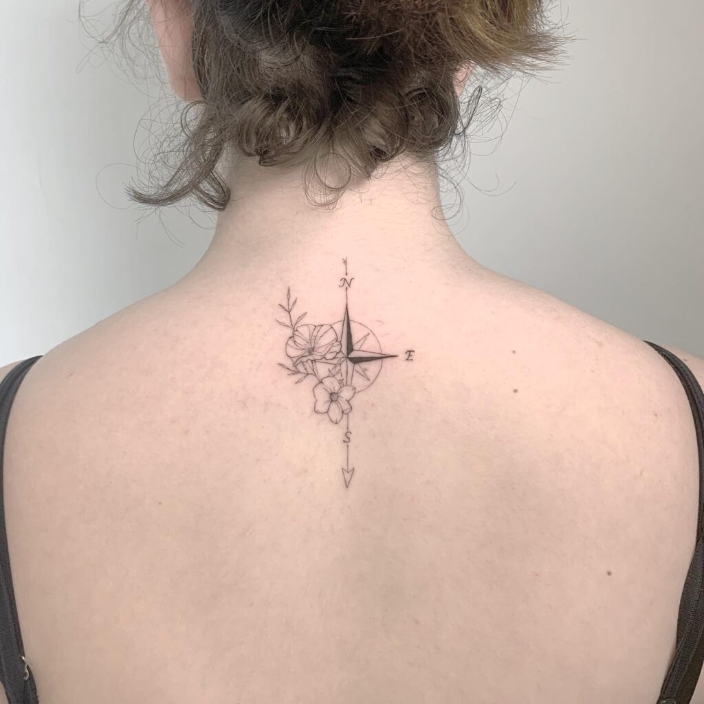 compass tattoo neck