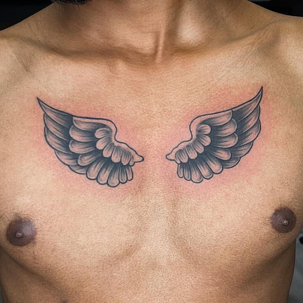 Tattoo uploaded by ink10 • #chesttattoo #masterpiece #chestpiece #wings  #wingtattoo #clouds #cloudtattoo #cross #crosstattoo #wrays • Tattoodo