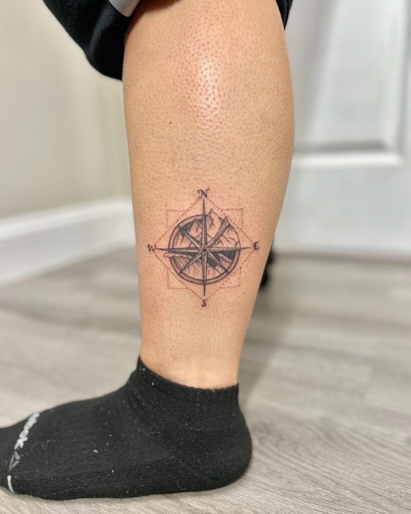 Miniature meaning cute leg compass tattoo