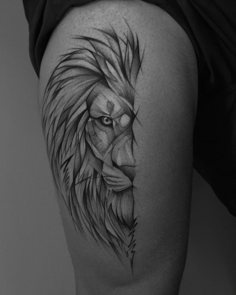 Geometric Lion Tattoo Design