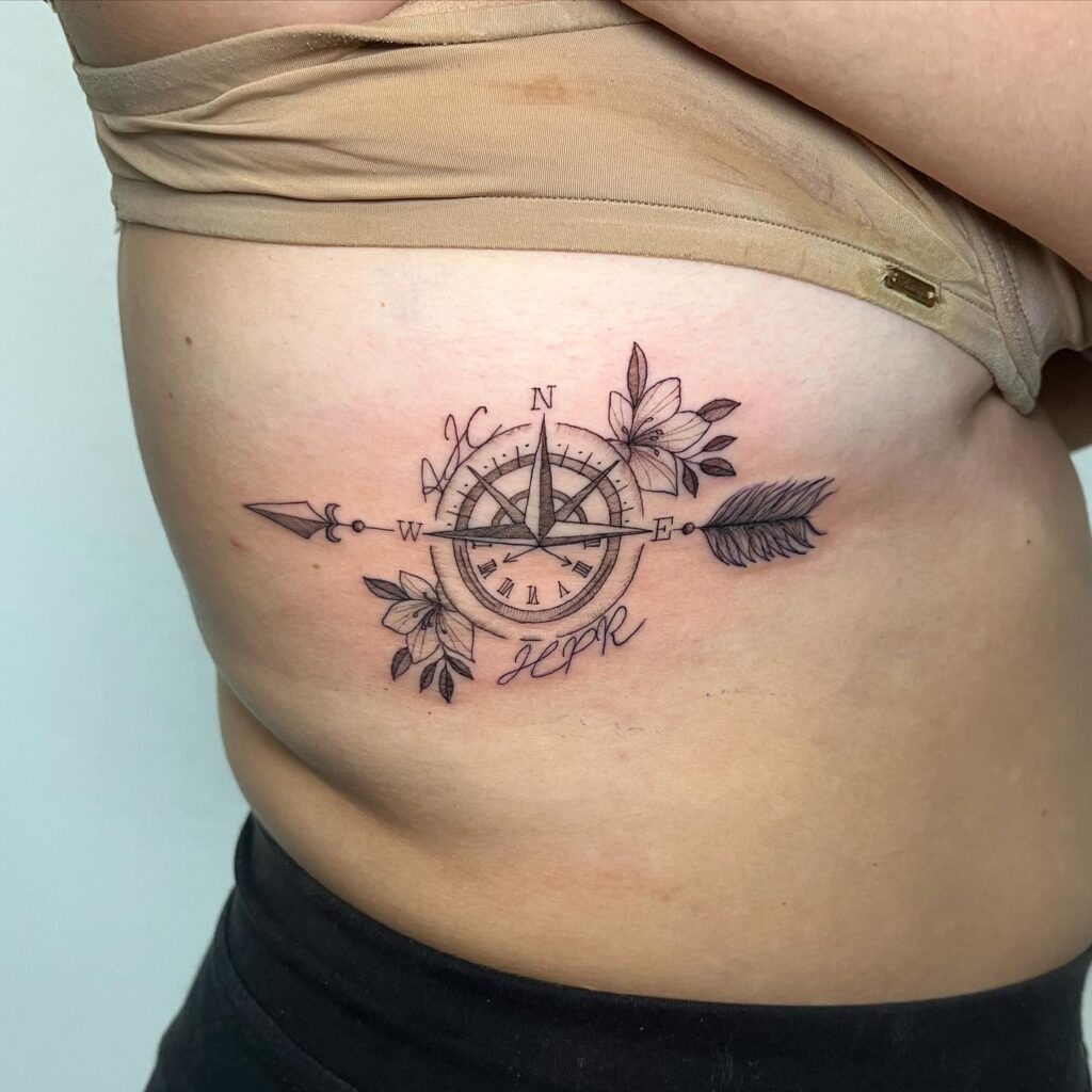 Buy Feminine Floral Mandala Compass Rose Arrow Temporary Tattoo Online in  India - Etsy